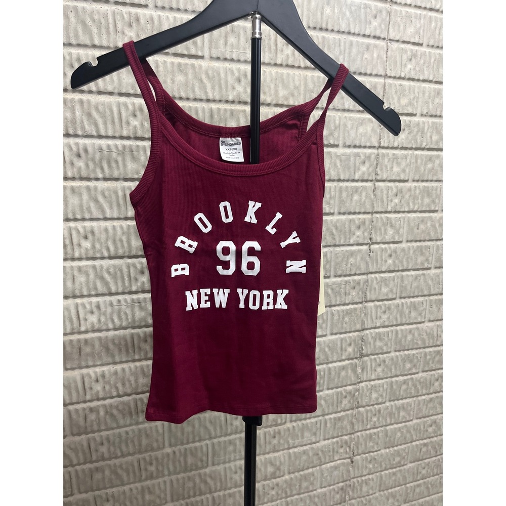 No‎ Boundaries Womens Brooklyn 96 New York Graphic Tank Top Merlot XXS 00 NEW